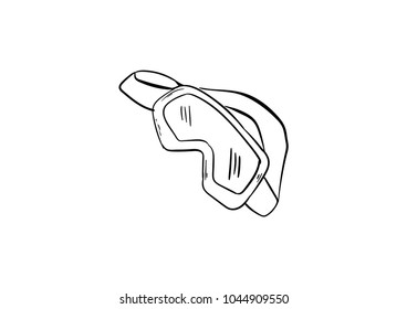 ski sunglasses doodle icon vector 