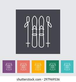 Ski thin line flat vector related icon set for web and mobile applications. It can be used as - logo, pictogram, icon, infographic element. Vector Illustration. 
