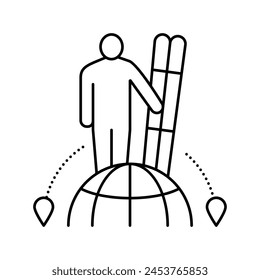 ski tourism line icon vector. ski tourism sign. isolated contour symbol black illustration
