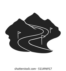 Ski track icon in black style isolated on white background. Ski resort symbol stock vector illustration.