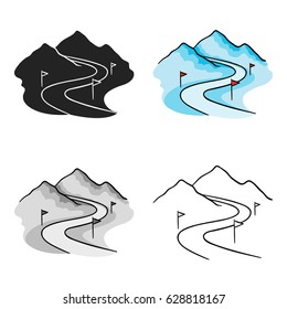 Ski track icon in cartoon style isolated on white background. Ski resort symbol stock vector illustration.