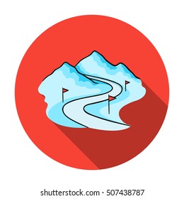Ski track icon in flat style isolated on white background. Ski resort symbol stock vector illustration.