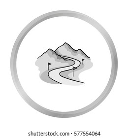 Ski track icon in monochrome style isolated on white background. Ski resort symbol stock vector illustration.