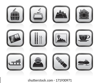 Ski Track and sport icons - vector icon set