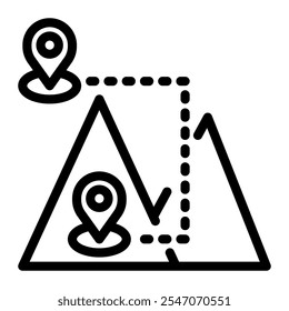 Ski trail map icon line style transparent