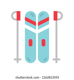 Ski vector, Chirstmas related flat design icon