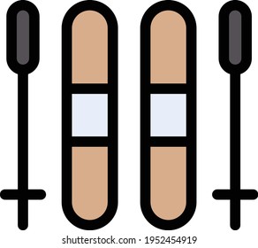 ski vector color line icon