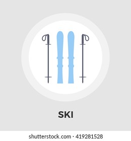 Ski vector icon isolated on the white background.