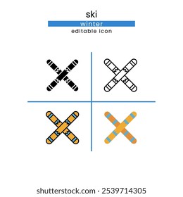 ski Winter Season Editable icon set