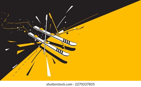 Ski winter sports  abstract background design. Vector illustration of sports concept