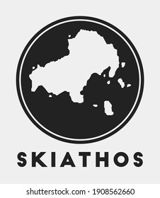 Skiathos icon. Round logo with island map and title. Stylish Skiathos badge with map. Vector illustration.