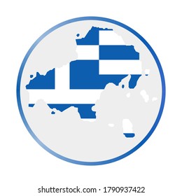 Skiathos icon. Shape of the island with Skiathos flag. Round sign with flag colors gradient ring. Creative vector illustration.
