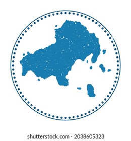 Skiathos sticker. Travel rubber stamp with map of island, vector illustration. Can be used as insignia, logotype, label, sticker or badge of the Skiathos.