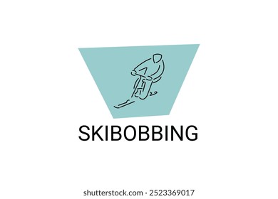 skibobbing sport vector line icon. sportman playing bike in winter. sport pictogram illustration.