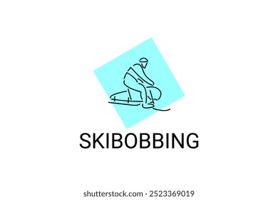 skibobbing sport vector line icon. sportman playing bike in winter. sport pictogram illustration.