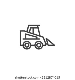 Skid loader line icon. linear style sign for mobile concept and web design. Skid steer loader outline vector icon. Symbol, logo illustration. Vector graphics