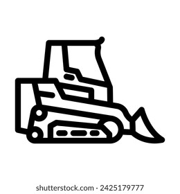 Skid Steer Konstruktionsfahrzeug Linie Ikone Vektor. Skid Steer Konstruktionsfahrzeug Zeichen. Isolierte Kontur Symbol schwarze Abbildung