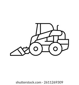 skid steer construction vehicle line icon vector. skid steer construction vehicle sign. isolated contour symbol black illustration