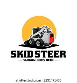 Skid steer, construction vehicle logo vector