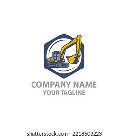 skid steer and excavator, land clearing machine logo vector.EPS 10