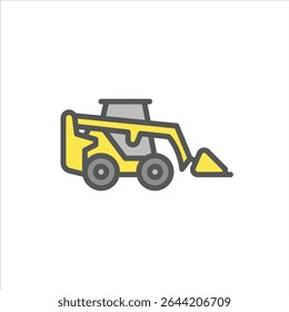 Skid steer filled outline icon. loader color line illustration.