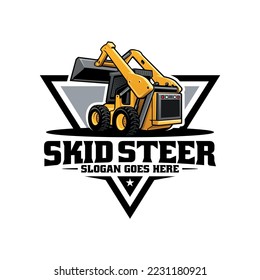 skid steer heavy equipment illustration logo vector