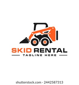 skid steer heavy equipment rental logo design