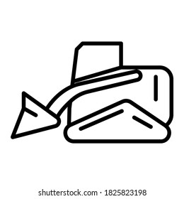 Skid steer icon. Isolated vector of construction equipment. 
Heavy equipment vehicles. Illustration of outline icon on white background. 
Perfect use for icons, web, patterns, designs, etc.