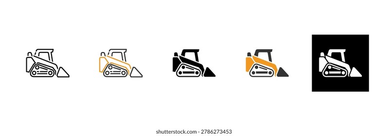 Skid steer Icon Set Multiple Style Collection