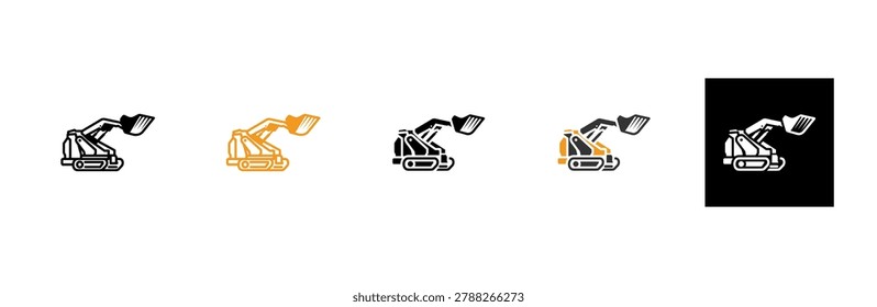 Skid steer Icon Set Multiple Style Collection