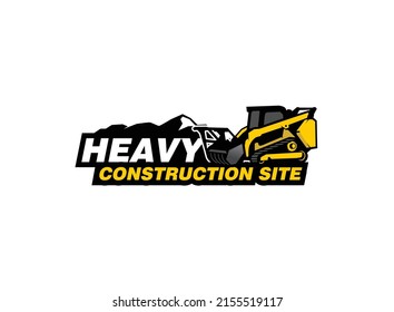 Skidsteer Land Clearing Logo Vektor für Bauunternehmen. Schwere Geräte Vorlage Vektorgrafik für Ihre Marke.