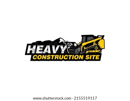 Skid steer land clearing logo vector for construction company. Heavy equipment template vector illustration for your brand.