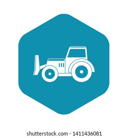 Skid steer loader bulldozer icon in simple style isolated vector illustration