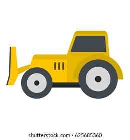 Skid steer loader bulldozer icon flat isolated on white background vector illustration