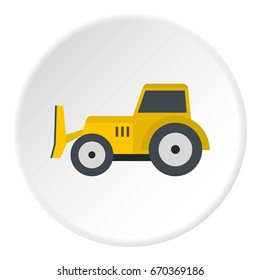 Skid steer loader bulldozer icon in flat circle isolated vector illustration for web