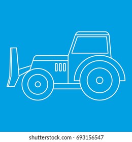 Skid steer loader bulldozer icon blue outline style isolated vector illustration. Thin line sign