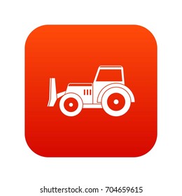 Skid steer loader bulldozer icon digital red for any design isolated on white vector illustration