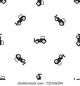 Skid steer loader bulldozer pattern repeat seamless in black color for any design. Vector geometric illustration