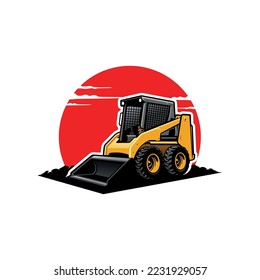 Skid steer loader, construction vehicle vector