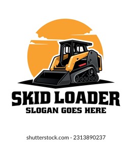 skid steer, loader illustration logo vector.