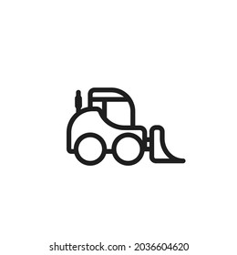Skid steer loader line icon. mini earth mover, bulldozer and construction machinery symbol. isolated vector image