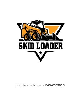 Skid steer loader logo vector isolated in white background. Best for landscaping construction industry