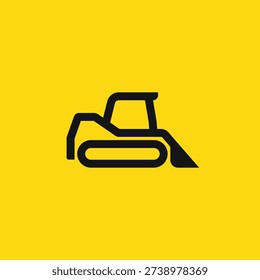 Skid steer loader minimal icon. Simple geometric line bulldozer construction equipment symbol logo