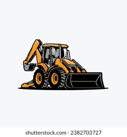 Aislado el vector del cargador de la dirección del Skid. Vector Bulldozer Aislado. Lo mejor para la industria relacionada con la agricultura