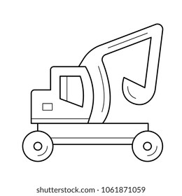 Skid steer loader vector line icon isolated on white background. Skid steer loader line icon for infographic, website or app. Icon designed on a grid system.