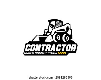 Skid steer logo vector for construction company. Vehicle equipment template vector illustration for your brand.