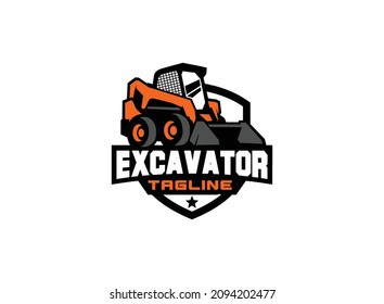 skid steer logo vector for construction company. Vehicle equipment template vector illustration for your brand.