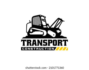 Skid steer logo vector for construction company. Land clearing equipment template vector illustration for your brand.
