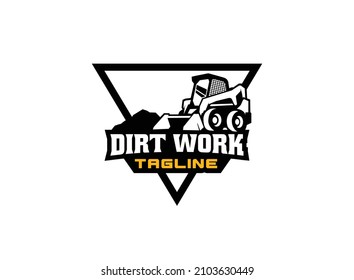 Skid steer logo vector for construction company. Land clearing equipment template vector illustration for your brand.