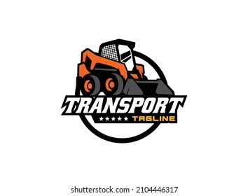 Skid steer logo vector for construction company. Land clearing equipment template vector illustration for your brand.